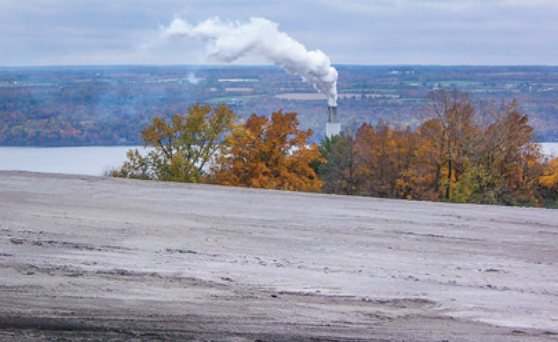 Disturbed coal ash surface at the facility being decommissioned