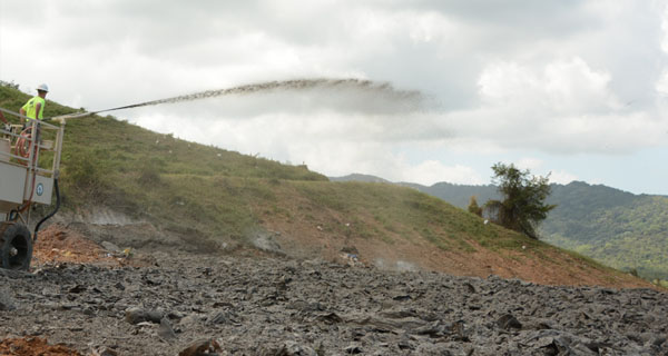 Daily cover application at a landfill